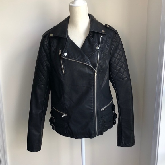 Matilda USA Jackets & Blazers - Matilda Faux Leather Black MOTO Jacket Sz 1x